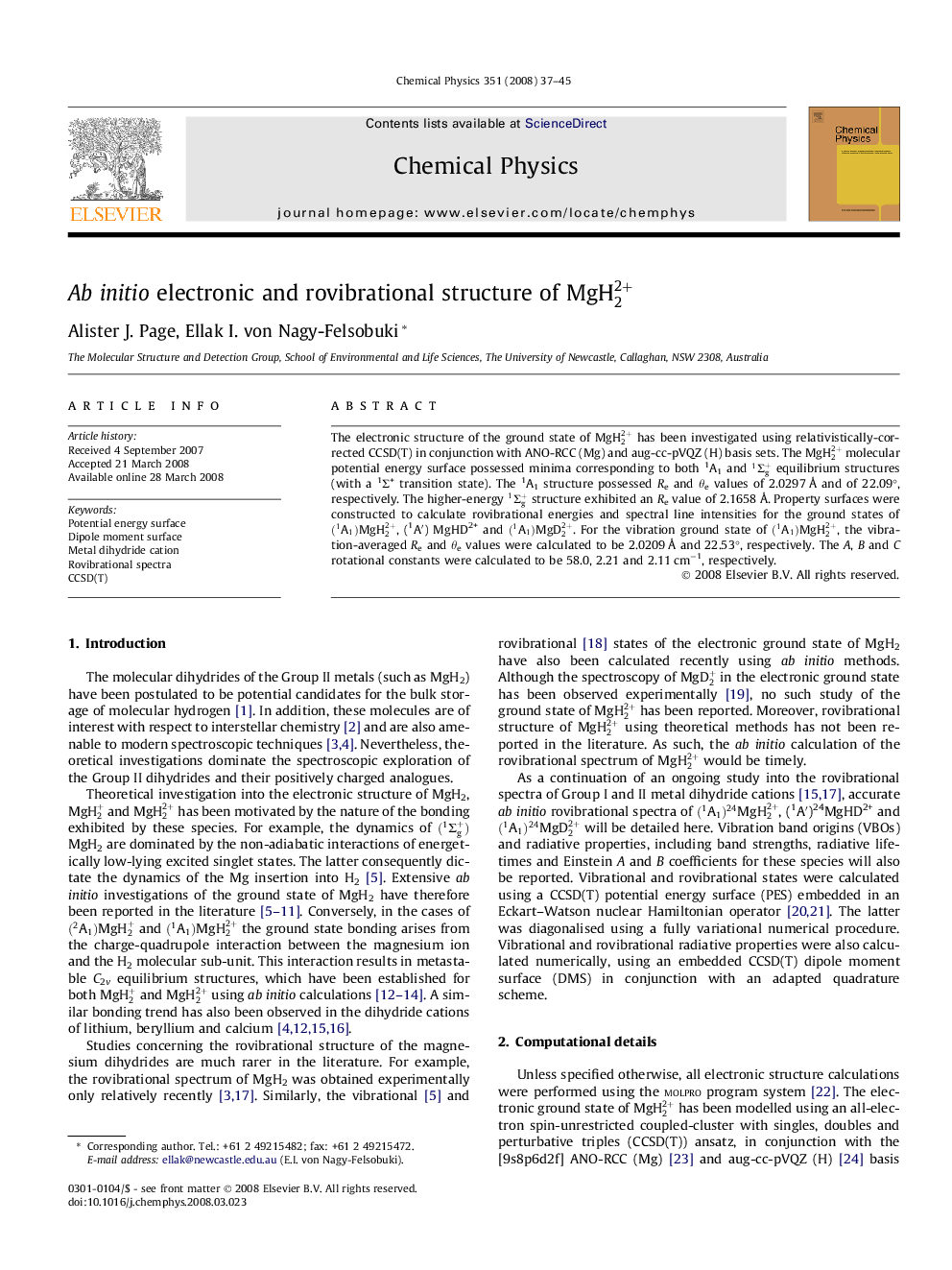 Ab initio electronic and rovibrational structure of MgH22+