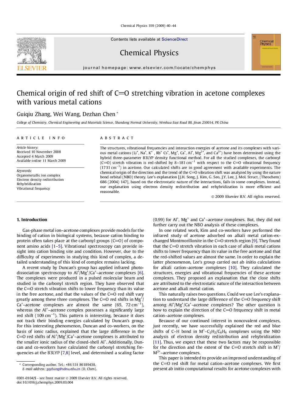 Chemical origin of red shift of CO stretching vibration in acetone complexes with various metal cations