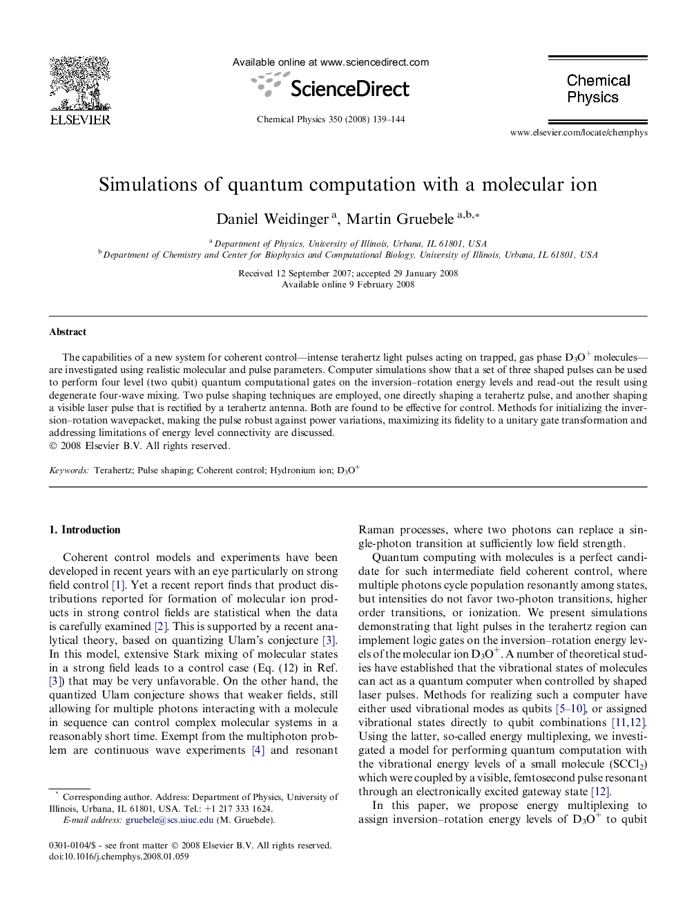 Simulations of quantum computation with a molecular ion