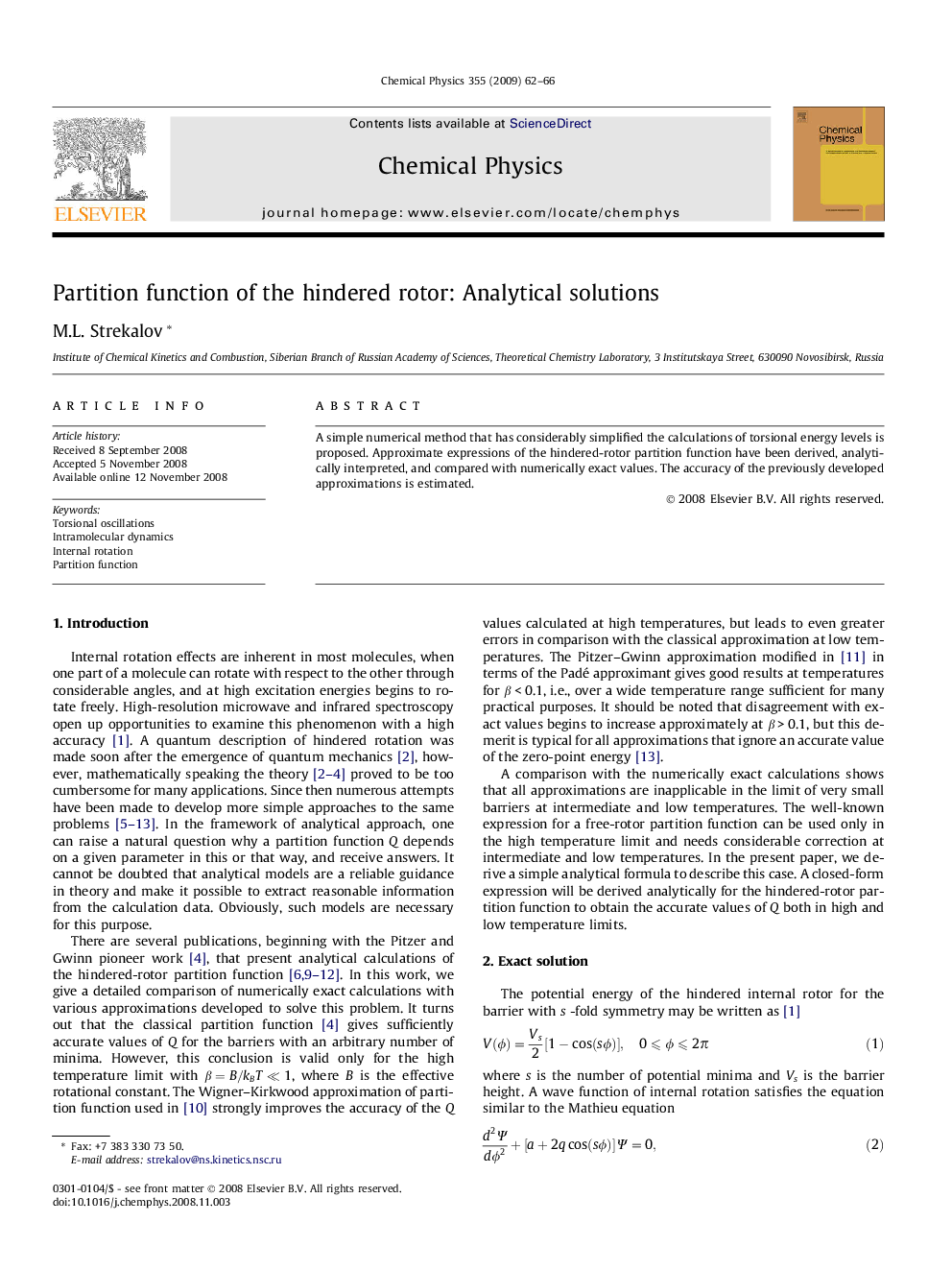 Partition function of the hindered rotor: Analytical solutions