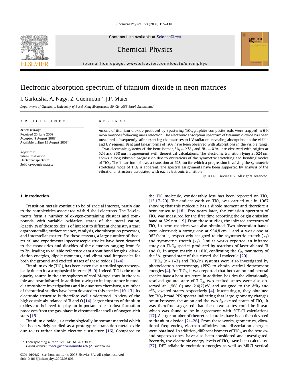 Electronic absorption spectrum of titanium dioxide in neon matrices