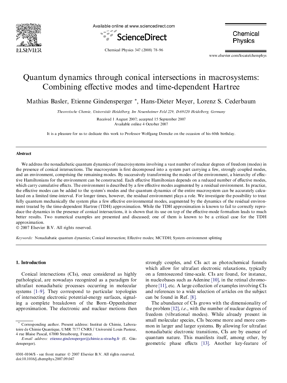 Quantum dynamics through conical intersections in macrosystems: Combining effective modes and time-dependent Hartree