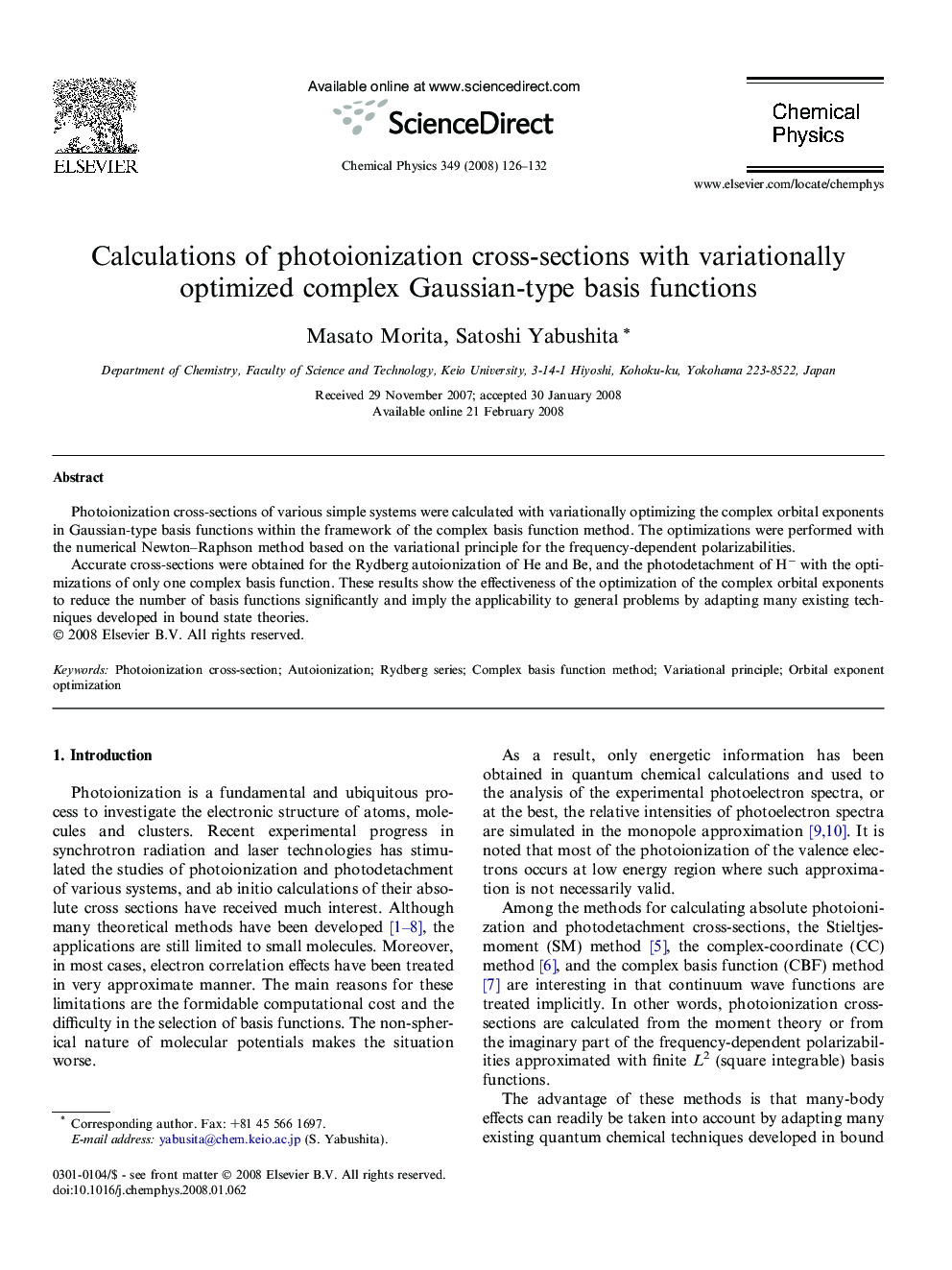 Calculations of photoionization cross-sections with variationally optimized complex Gaussian-type basis functions