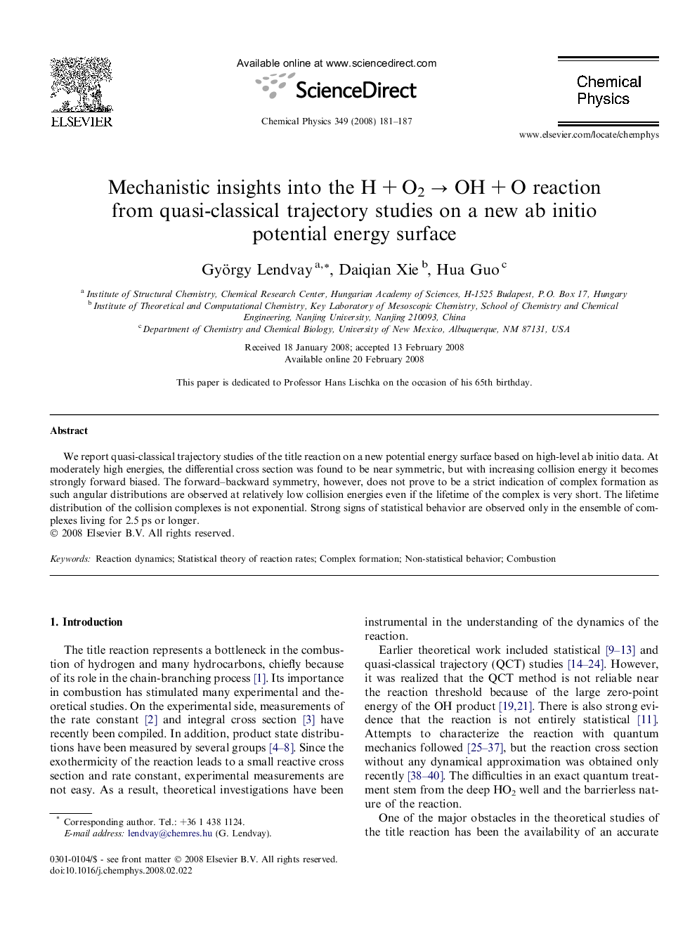 Mechanistic insights into the HÂ +Â O2Â âÂ OHÂ +Â O reaction from quasi-classical trajectory studies on a new ab initio potential energy surface