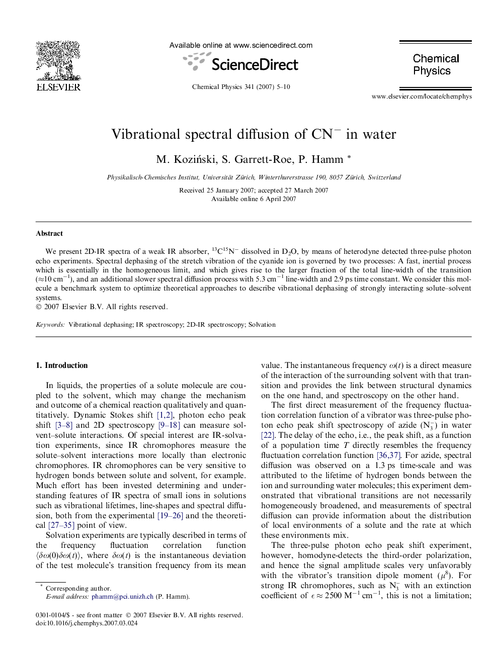 Vibrational spectral diffusion of CNâ in water