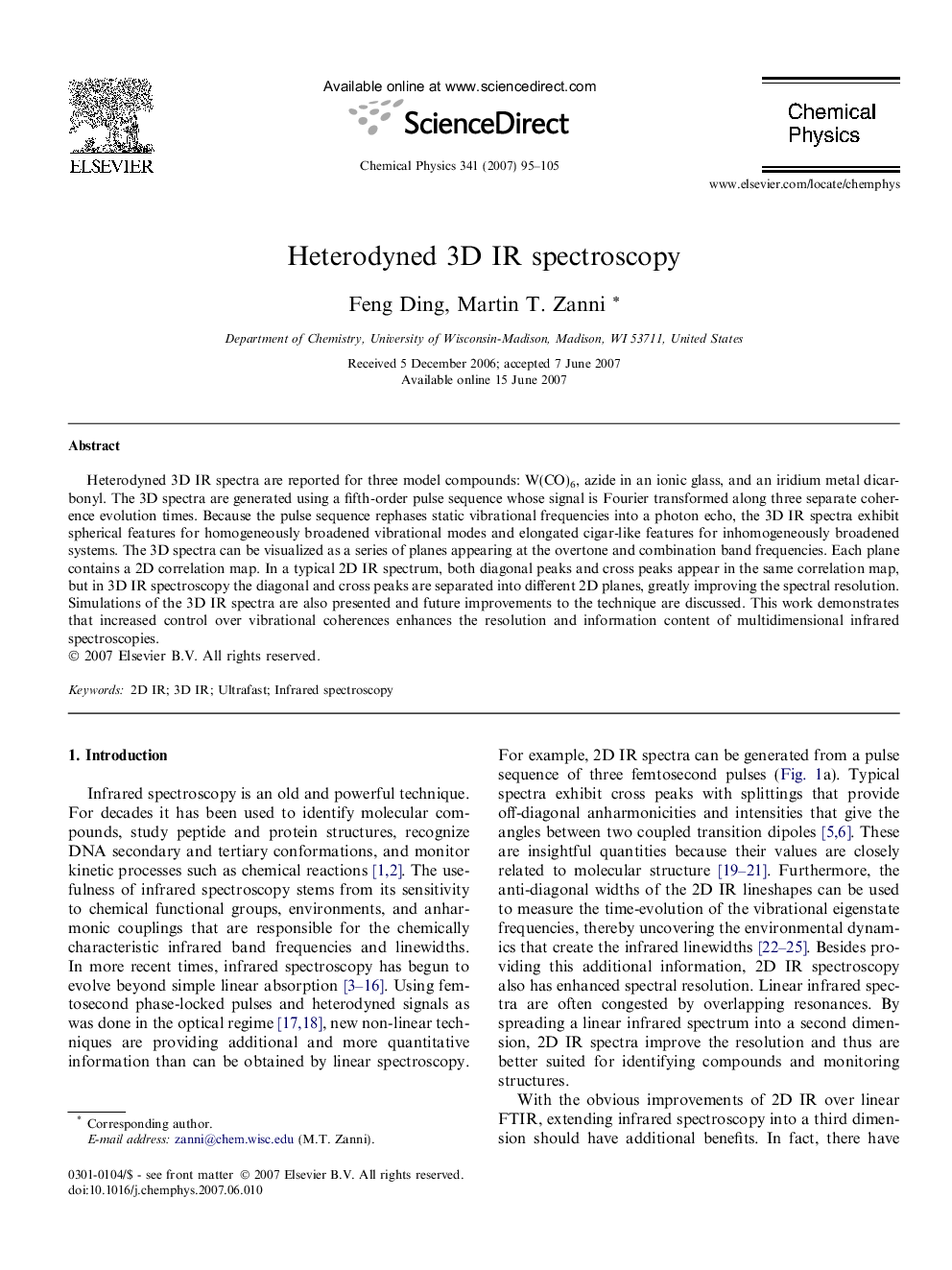 Heterodyned 3D IR spectroscopy