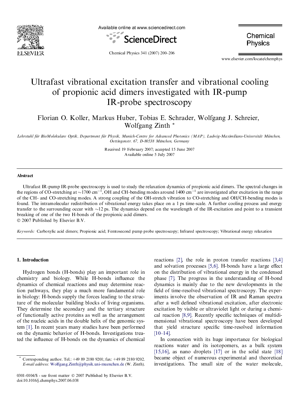 Ultrafast vibrational excitation transfer and vibrational cooling of propionic acid dimers investigated with IR-pump IR-probe spectroscopy