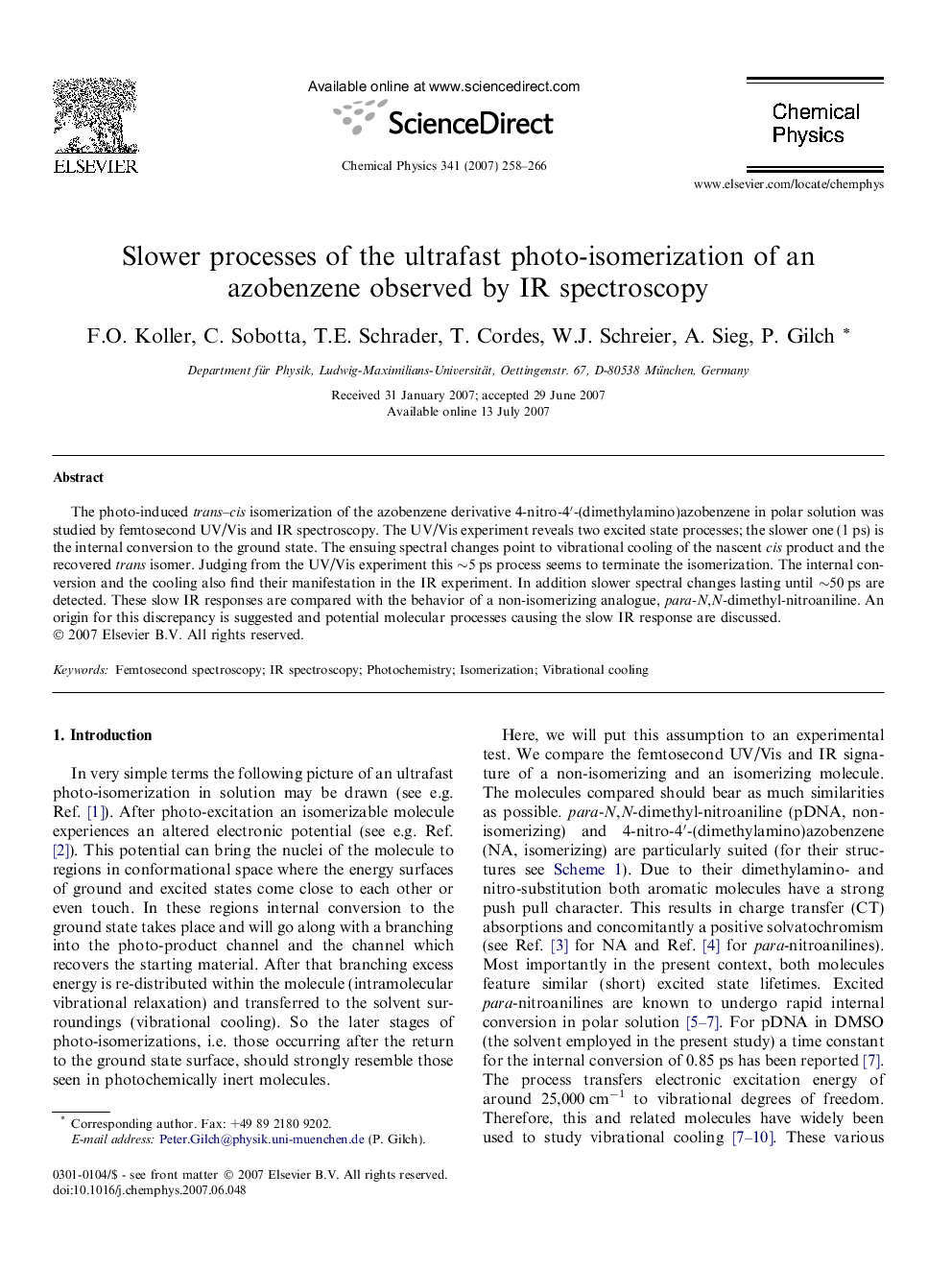 Slower processes of the ultrafast photo-isomerization of an azobenzene observed by IR spectroscopy