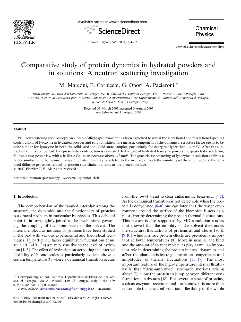 Comparative study of protein dynamics in hydrated powders and in solutions: A neutron scattering investigation