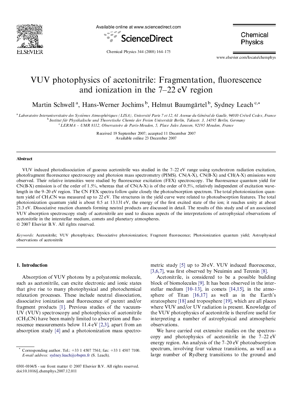 VUV photophysics of acetonitrile: Fragmentation, fluorescence and ionization in the 7-22Â eV region