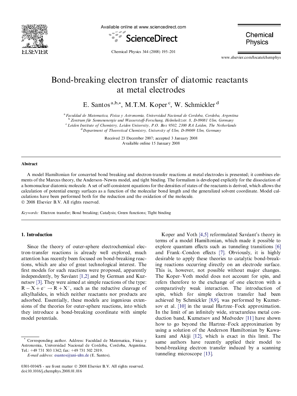 Bond-breaking electron transfer of diatomic reactants at metal electrodes