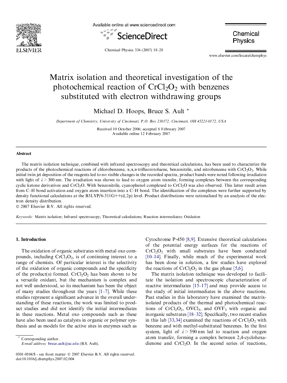 Matrix isolation and theoretical investigation of the photochemical reaction of CrCl2O2 with benzenes substituted with electron withdrawing groups