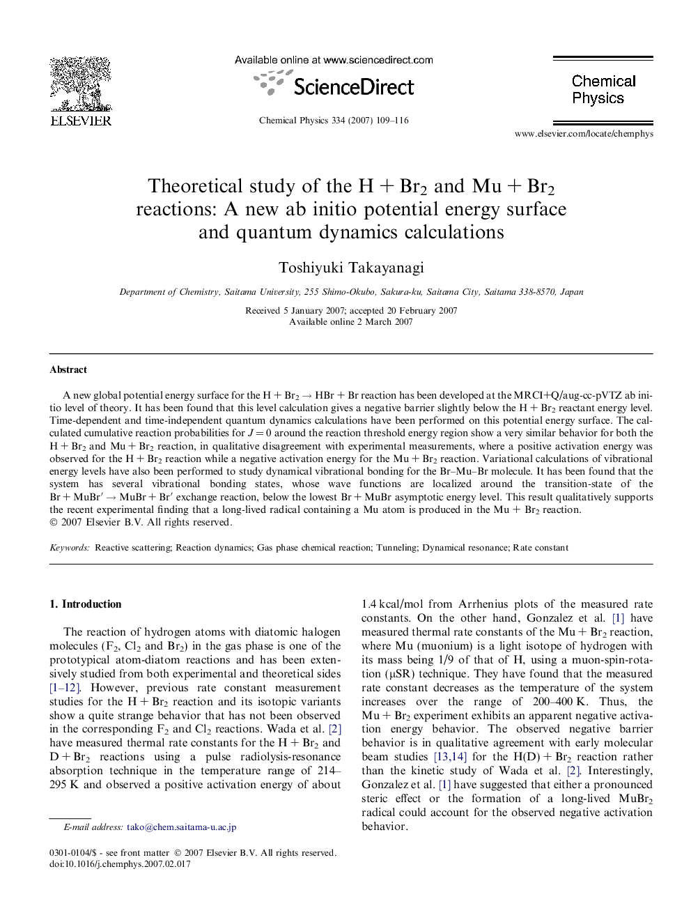 Theoretical study of the HÂ +Â Br2 and MuÂ +Â Br2 reactions: A new ab initio potential energy surface and quantum dynamics calculations