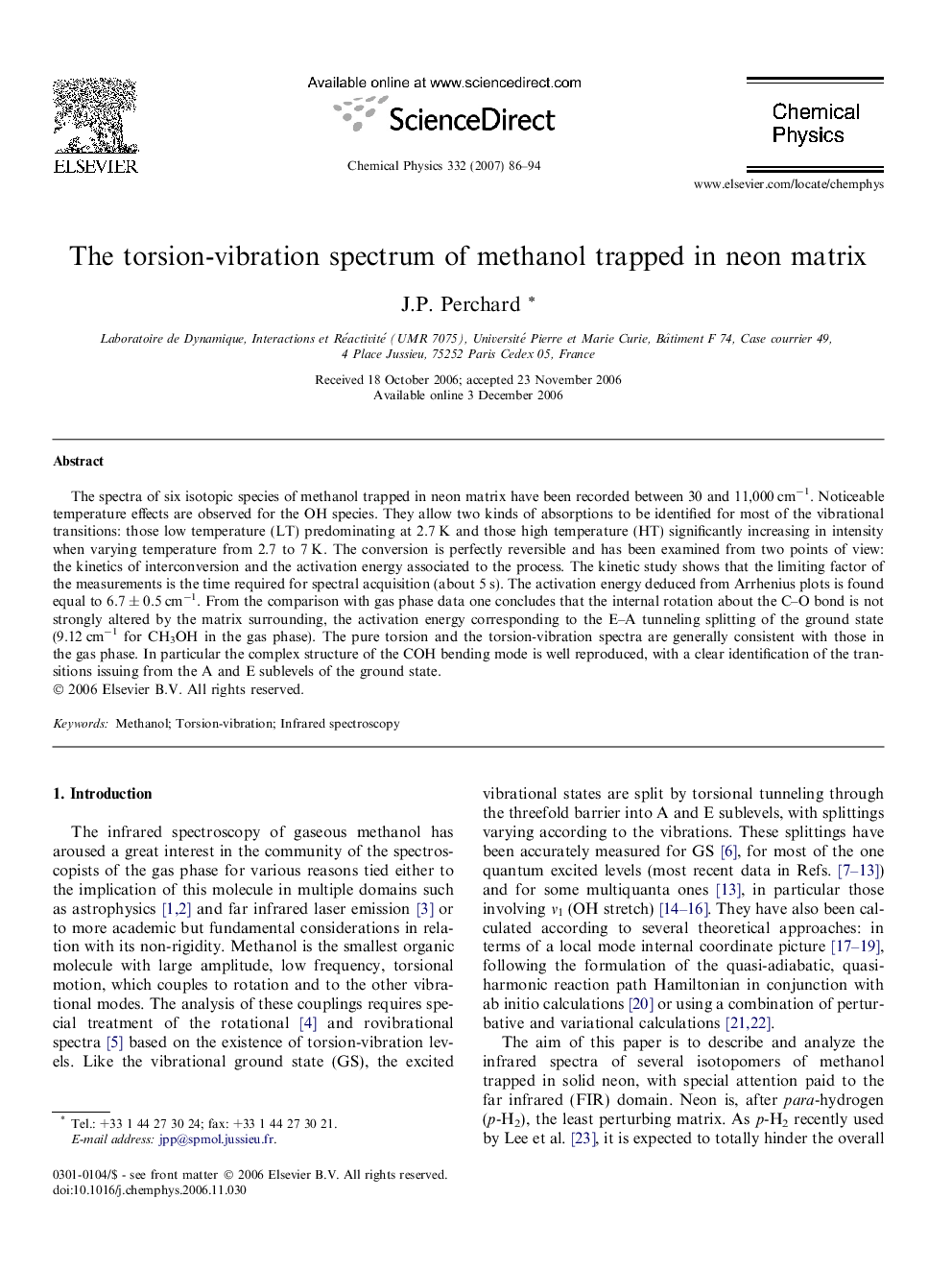 The torsion-vibration spectrum of methanol trapped in neon matrix