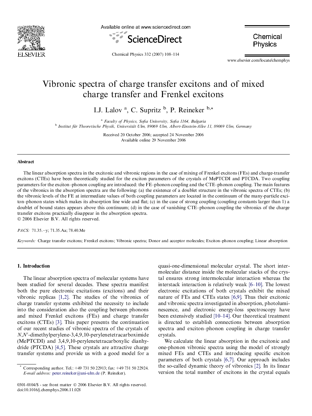 Vibronic spectra of charge transfer excitons and of mixed charge transfer and Frenkel excitons