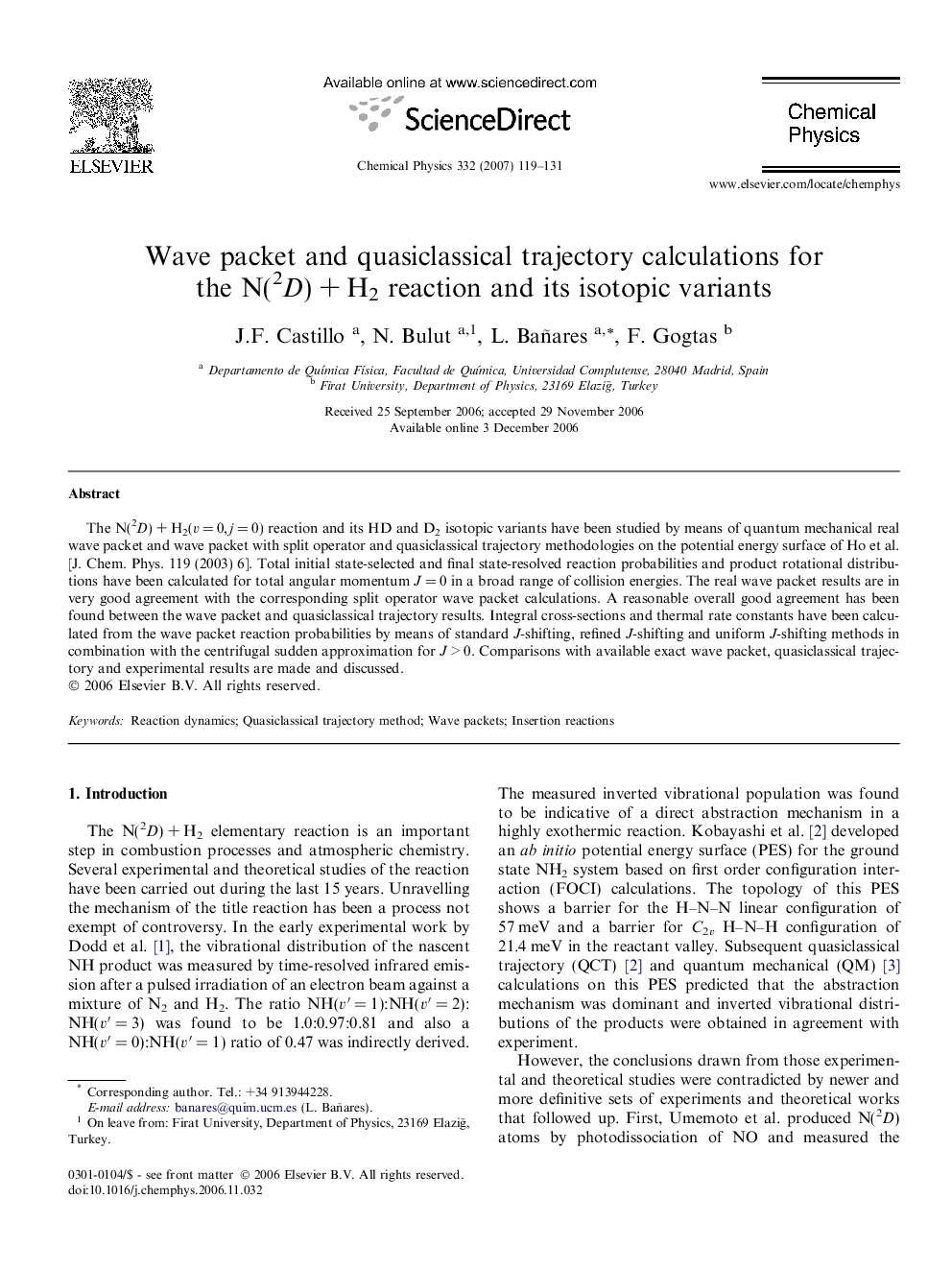 Wave packet and quasiclassical trajectory calculations for the N(2D)Â +Â H2 reaction and its isotopic variants