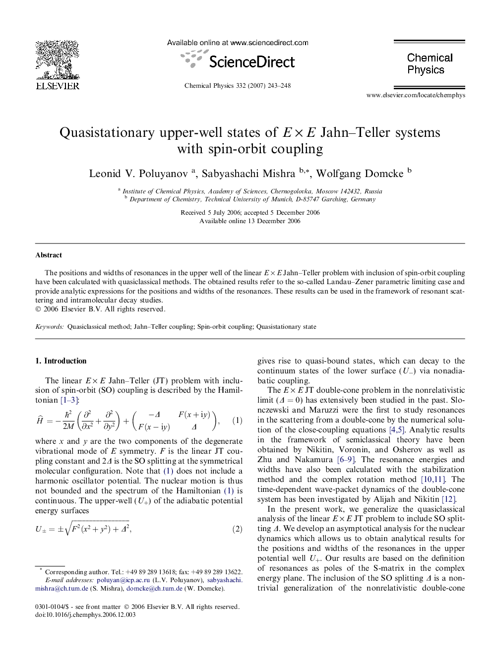 عکس صفحه اول مقاله: Quasistationary upper-well states of EÂ ÃÂ E Jahn-Teller systems with spin-orbit coupling Quasistationary upper-well states of EÂ ÃÂ E Jahn-Teller systems with spin-orbit coupling