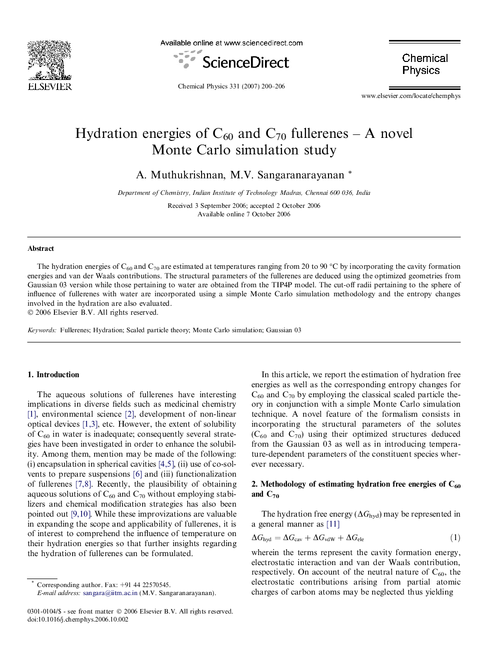 Hydration energies of C60 and C70 fullerenes - A novel Monte Carlo simulation study