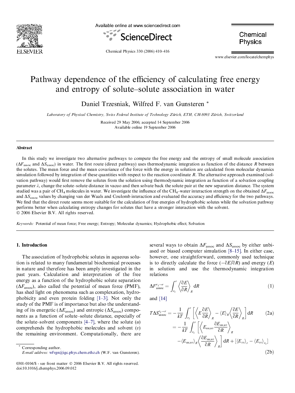 Pathway dependence of the efficiency of calculating free energy and entropy of solute-solute association in water