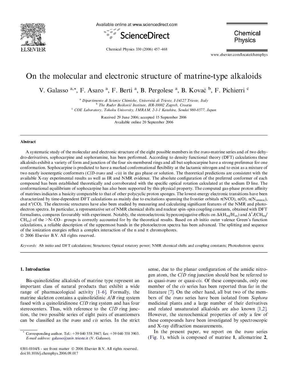 On the molecular and electronic structure of matrine-type alkaloids