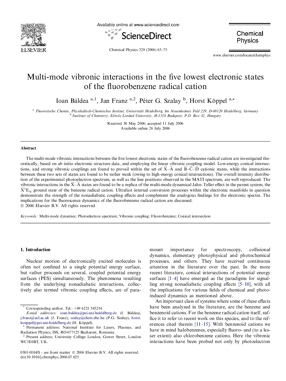 Multi-mode vibronic interactions in the five lowest electronic states of the fluorobenzene radical cation