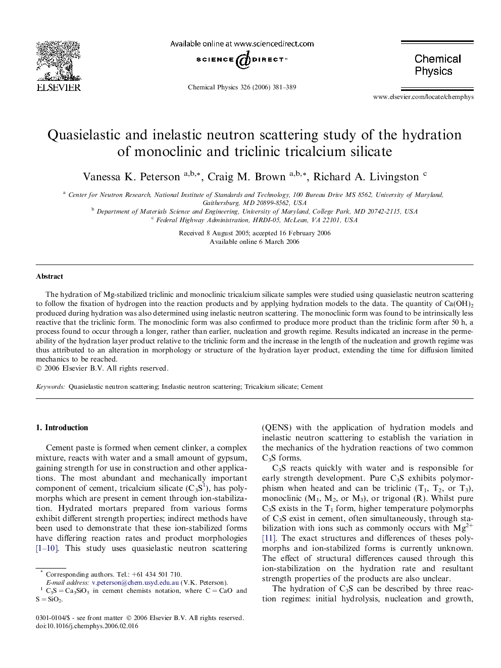 Quasielastic and inelastic neutron scattering study of the hydration of monoclinic and triclinic tricalcium silicate