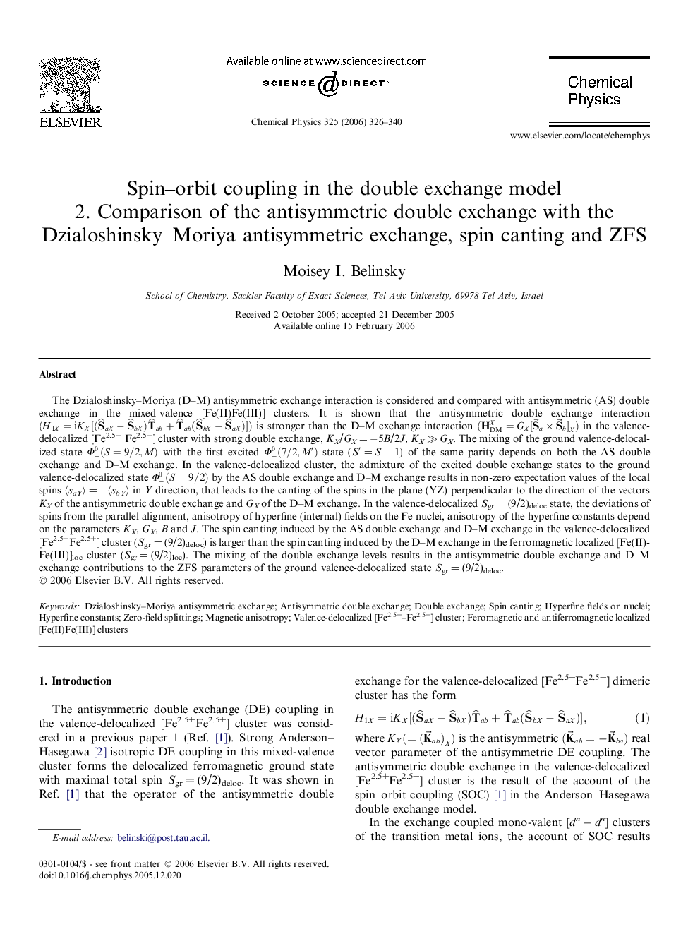 Spin-orbit coupling in the double exchange model 2. Comparison of the antisymmetric double exchange with the Dzialoshinsky-Moriya antisymmetric exchange, spin canting and ZFS