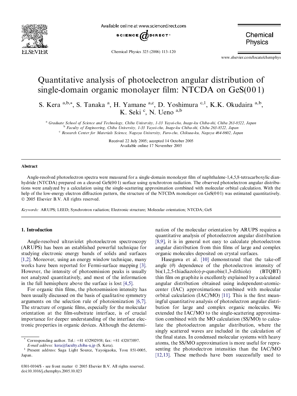 Quantitative analysis of photoelectron angular distribution of single-domain organic monolayer film: NTCDA on GeS(0Â 0Â 1)