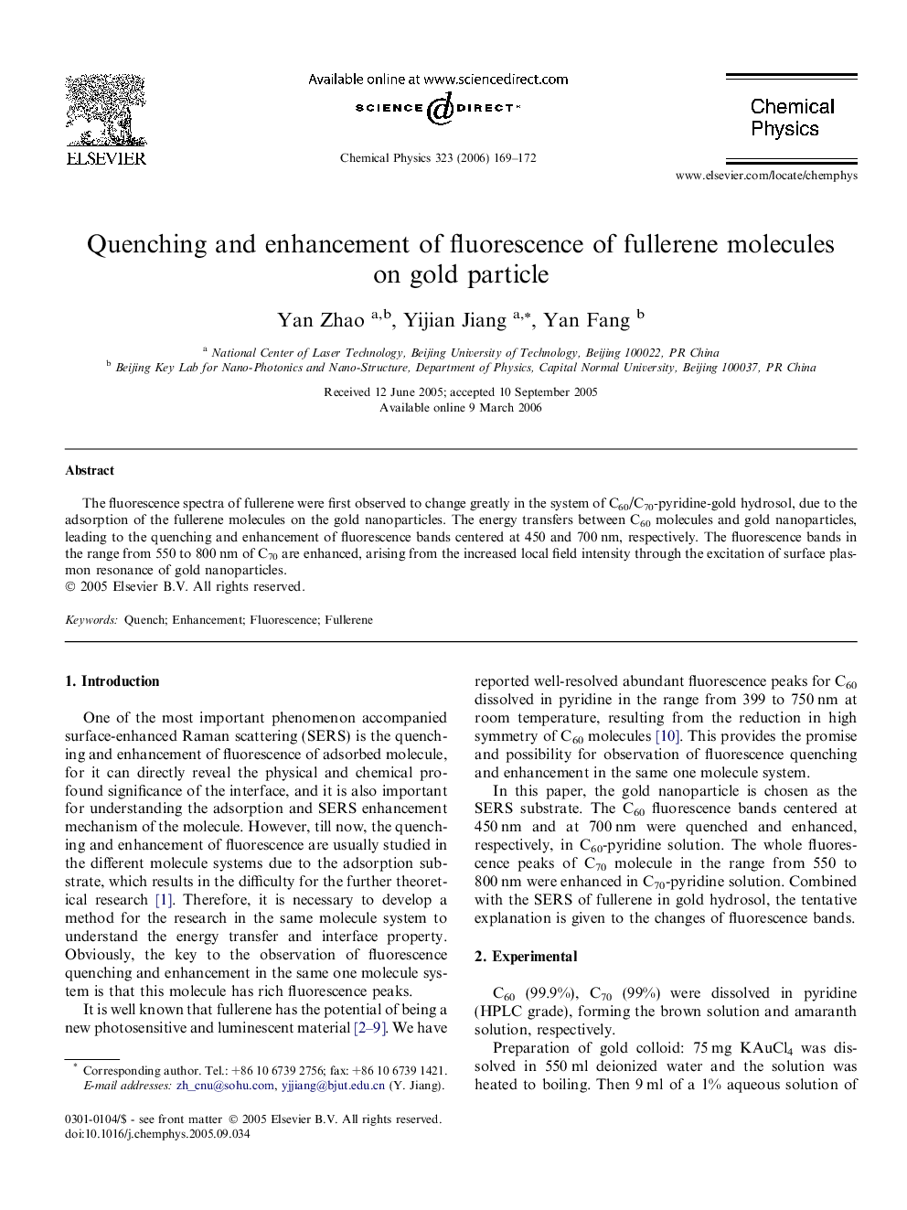 Quenching and enhancement of fluorescence of fullerene molecules on gold particle