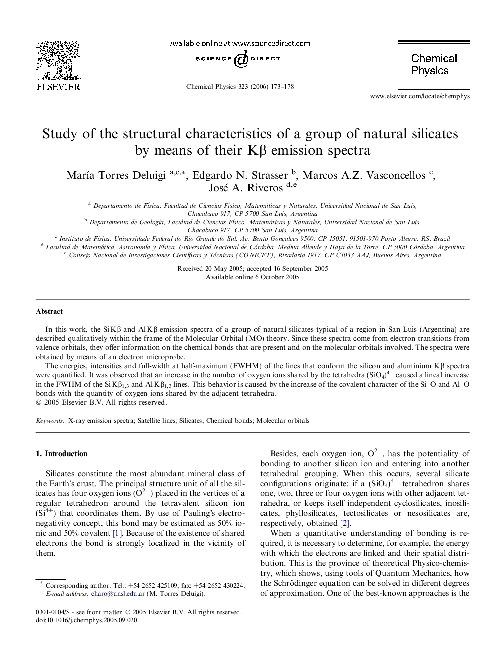 Study of the structural characteristics of a group of natural silicates by means of their KÎ² emission spectra