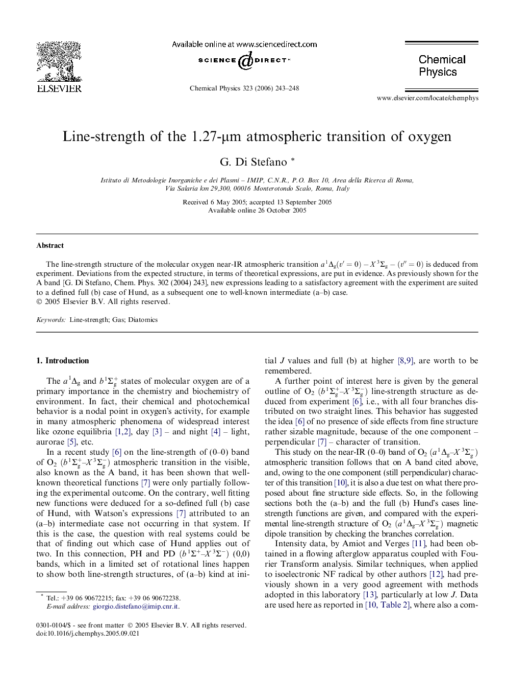 Line-strength of the 1.27-Î¼m atmospheric transition of oxygen