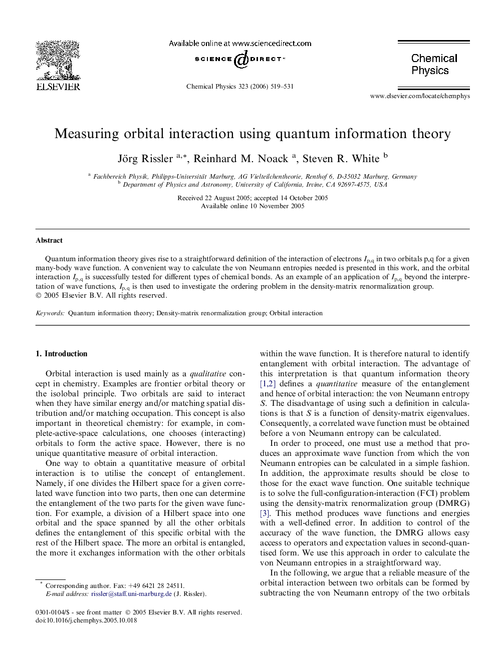 Measuring orbital interaction using quantum information theory