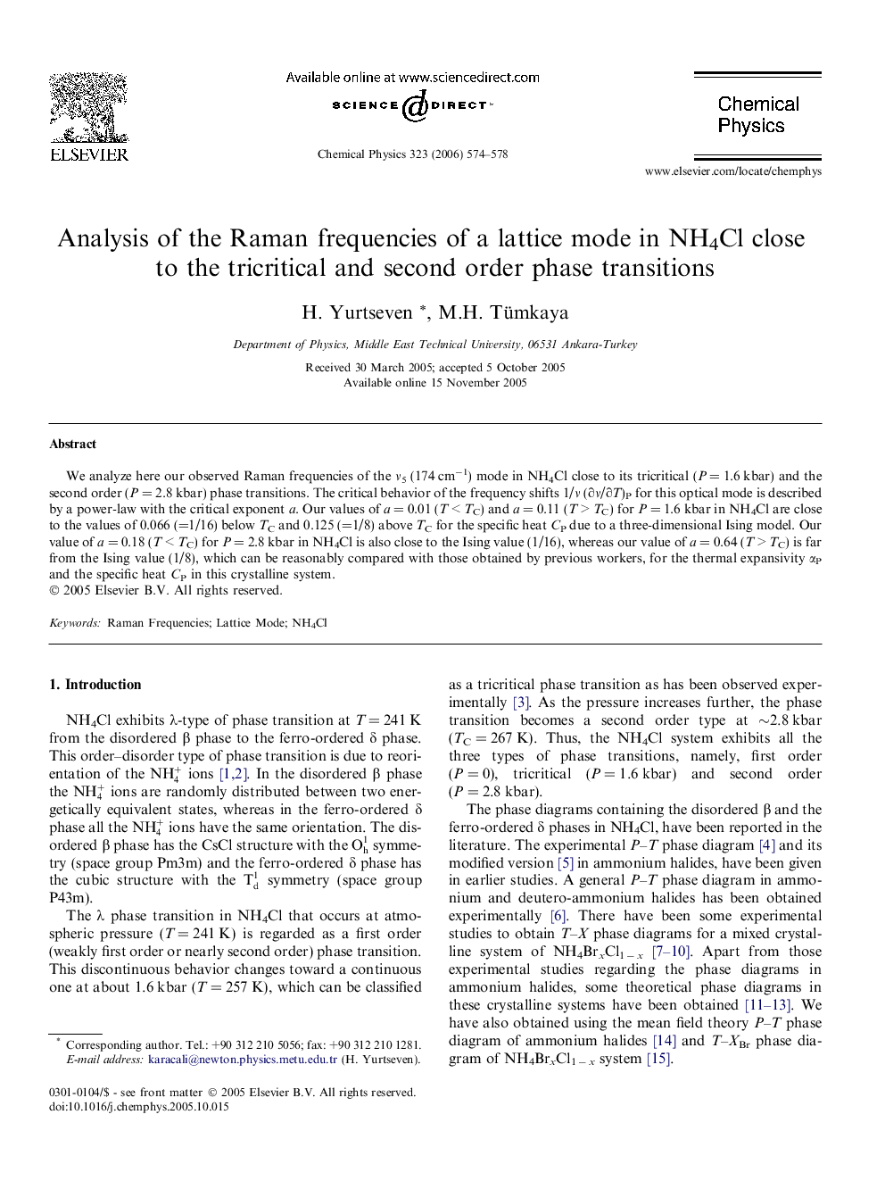 Analysis of the Raman frequencies of a lattice mode in NH4Cl close to the tricritical and second order phase transitions