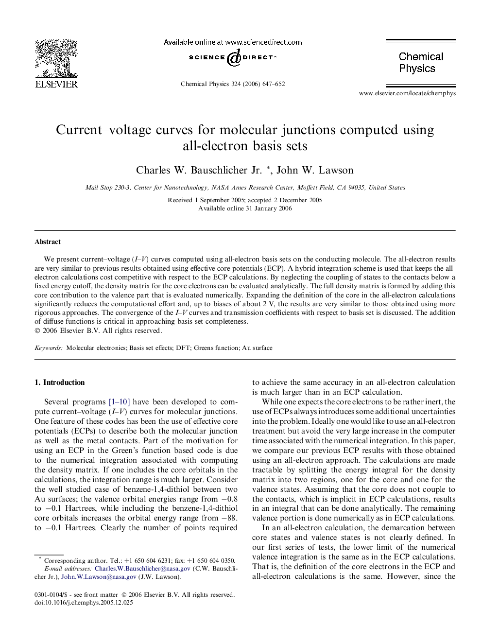 Current-voltage curves for molecular junctions computed using all-electron basis sets