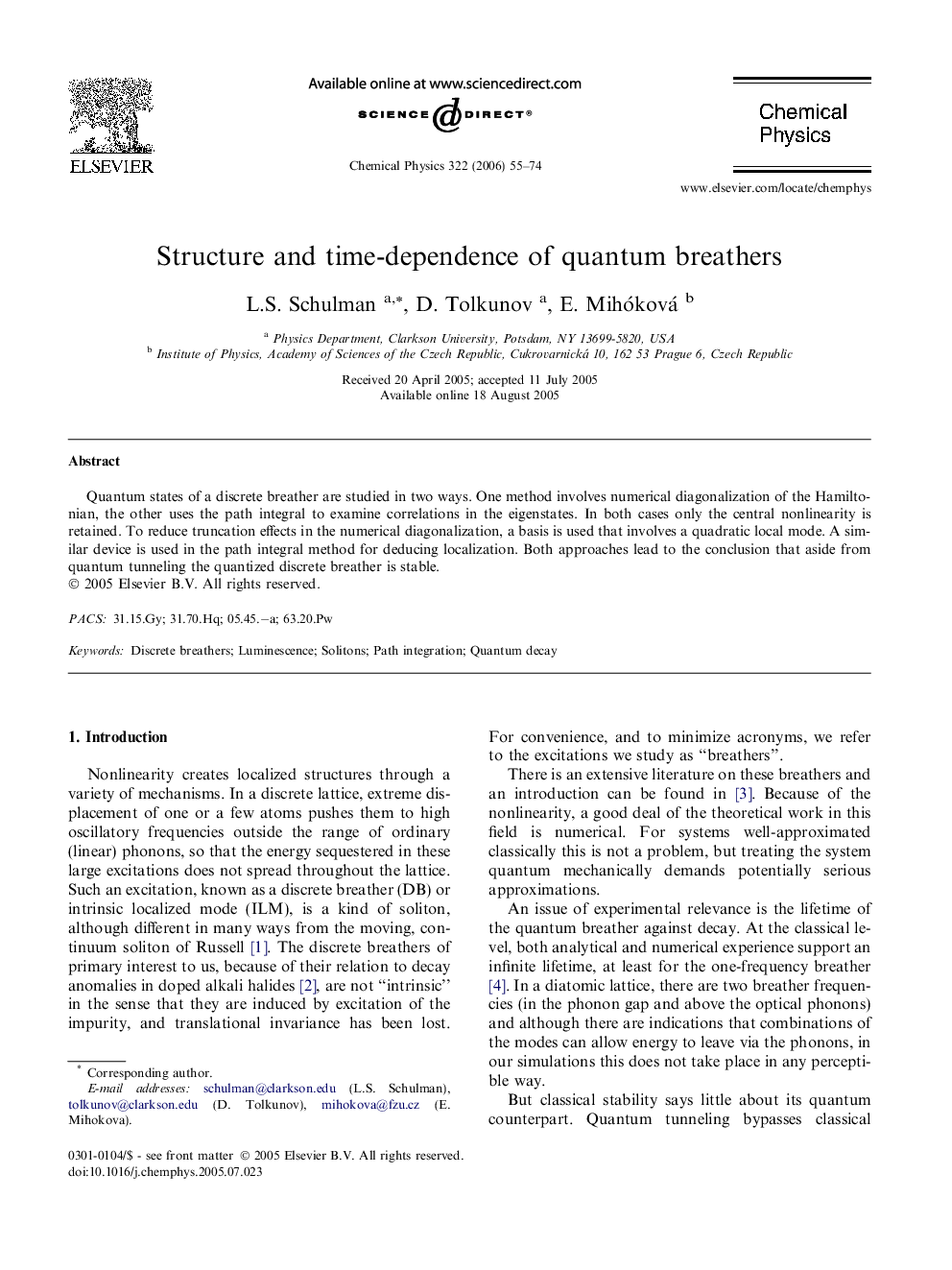 Structure and time-dependence of quantum breathers