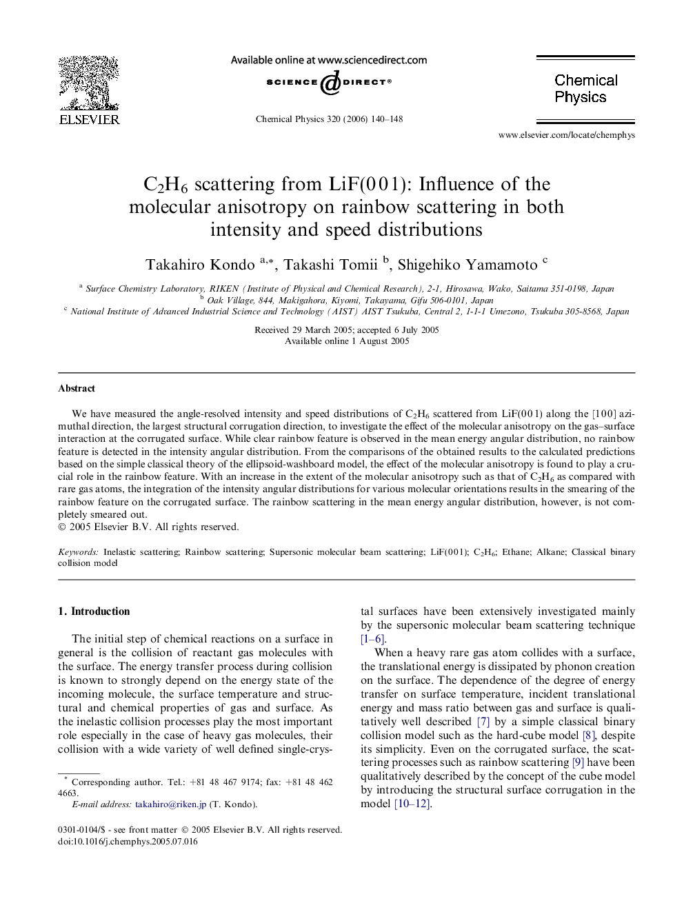 C2H6 scattering from LiF(0Â 0Â 1): Influence of the molecular anisotropy on rainbow scattering in both intensity and speed distributions