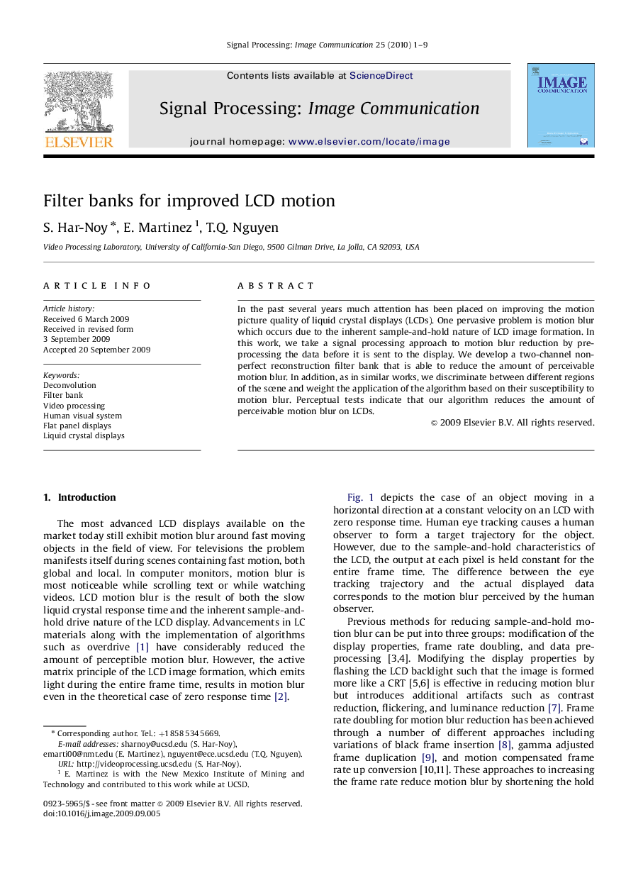 Filter banks for improved LCD motion