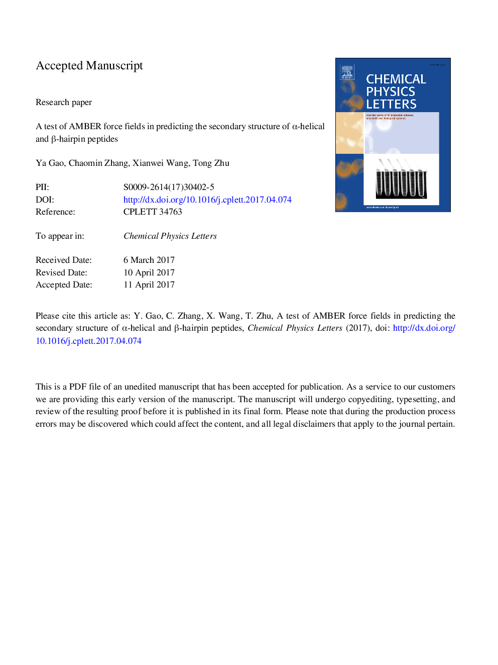 A test of AMBER force fields in predicting the secondary structure of Î±-helical and Î²-hairpin peptides