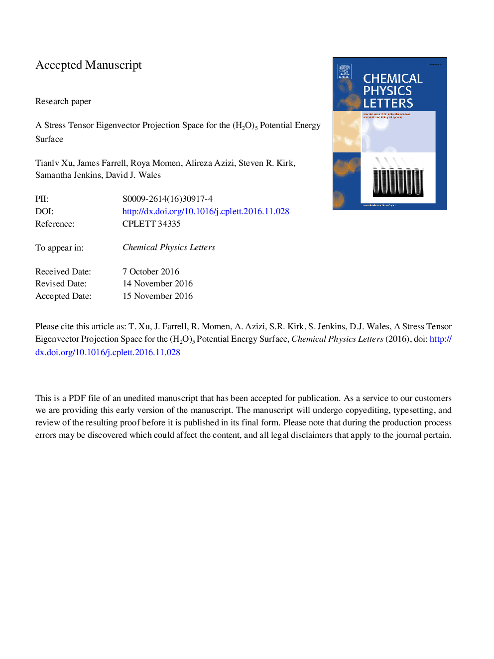 عکس صفحه اول مقاله: A stress tensor eigenvector projection space for the (H2O)5 potential energy surface A stress tensor eigenvector projection space for the (H2O)5 potential energy surface