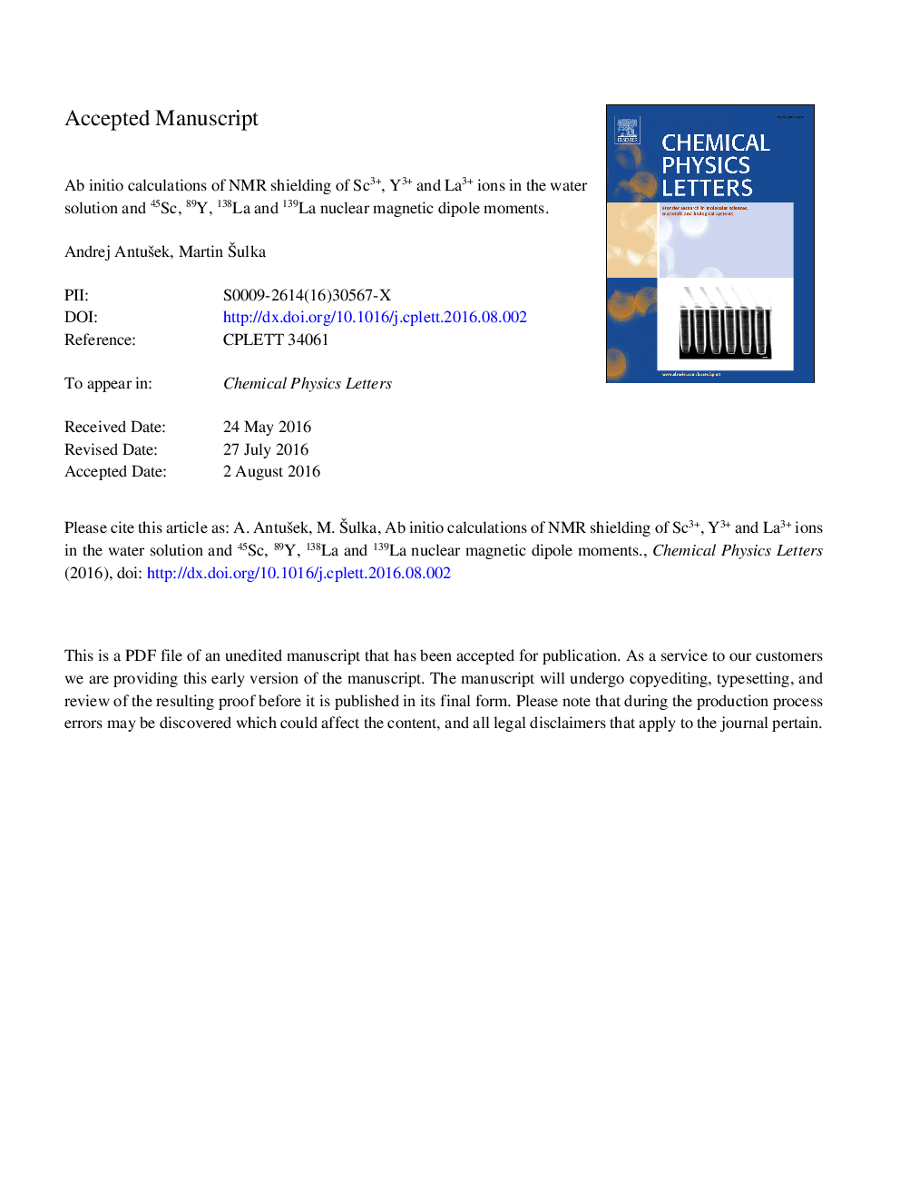 Ab initio calculations of NMR shielding of Sc3+, Y3+ and La3+ ions in the water solution and 45Sc, 89Y, 138La and 139La nuclear magnetic dipole moments