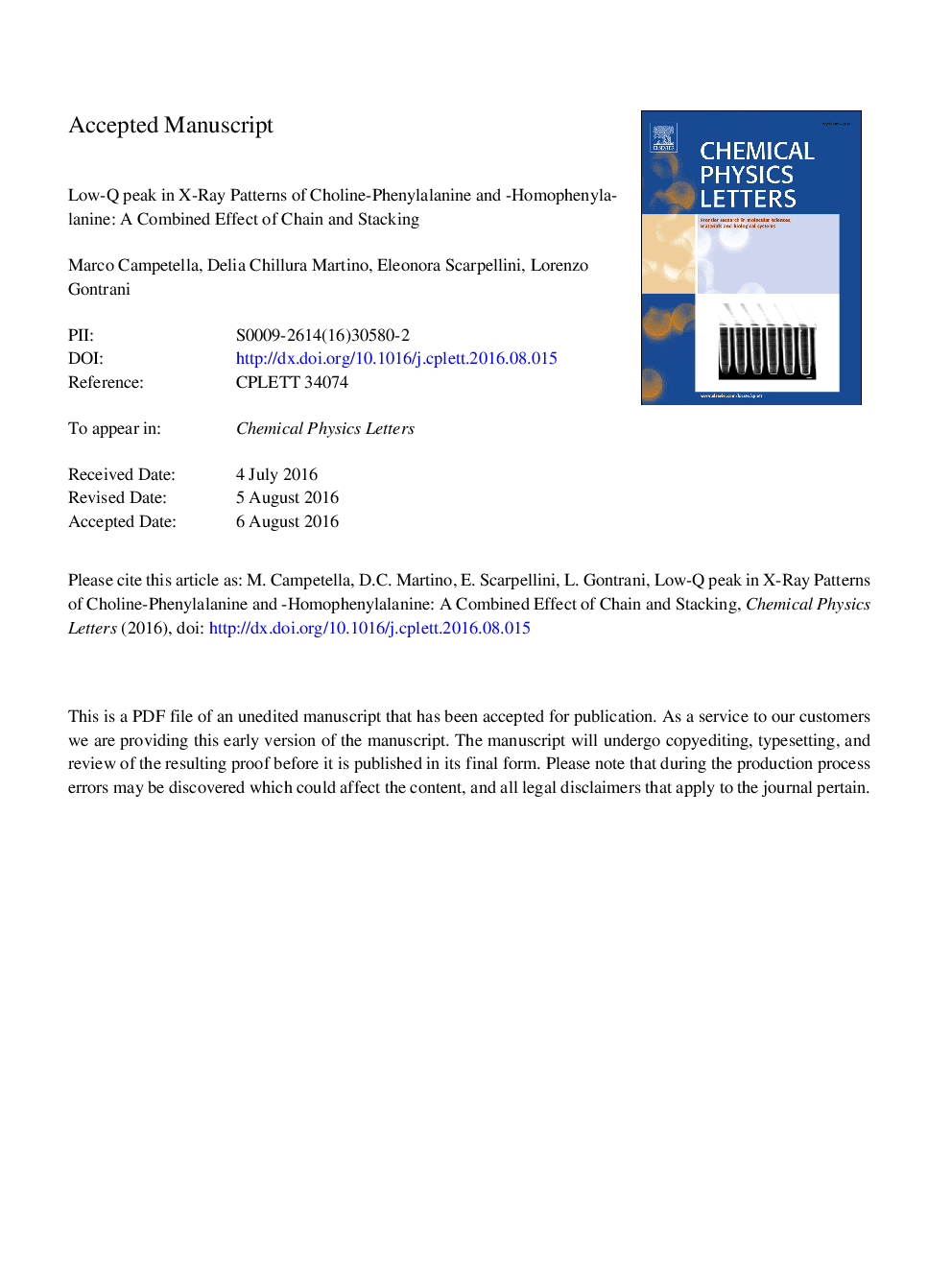 Low-Q peak in X-ray patterns of choline-phenylalanine and -homophenylalanine: A combined effect of chain and stacking