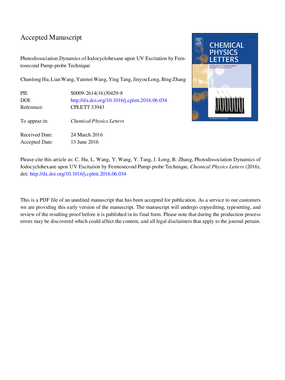 Photodissociation dynamics of iodocyclohexane upon UV excitation by femtosecond pump-probe technique