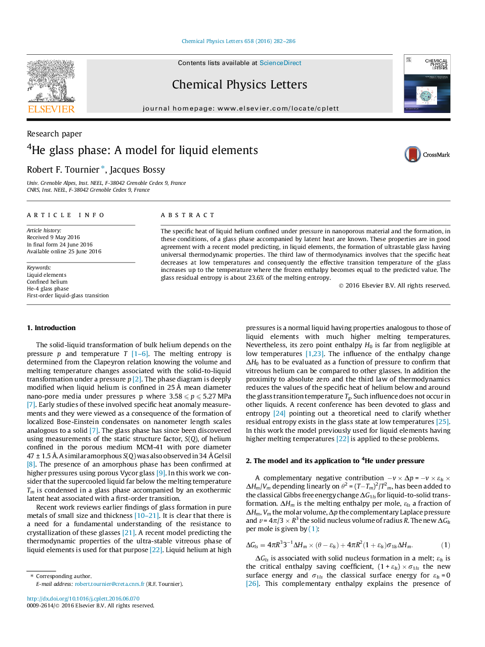 4He glass phase: A model for liquid elements