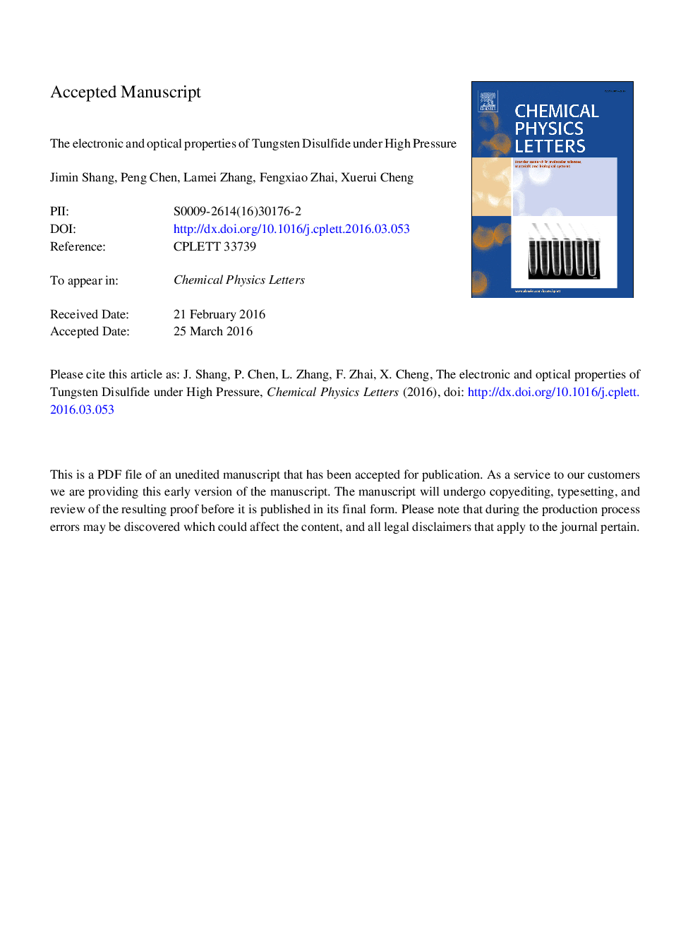 The electronic and optical properties of Tungsten Disulfide under high pressure