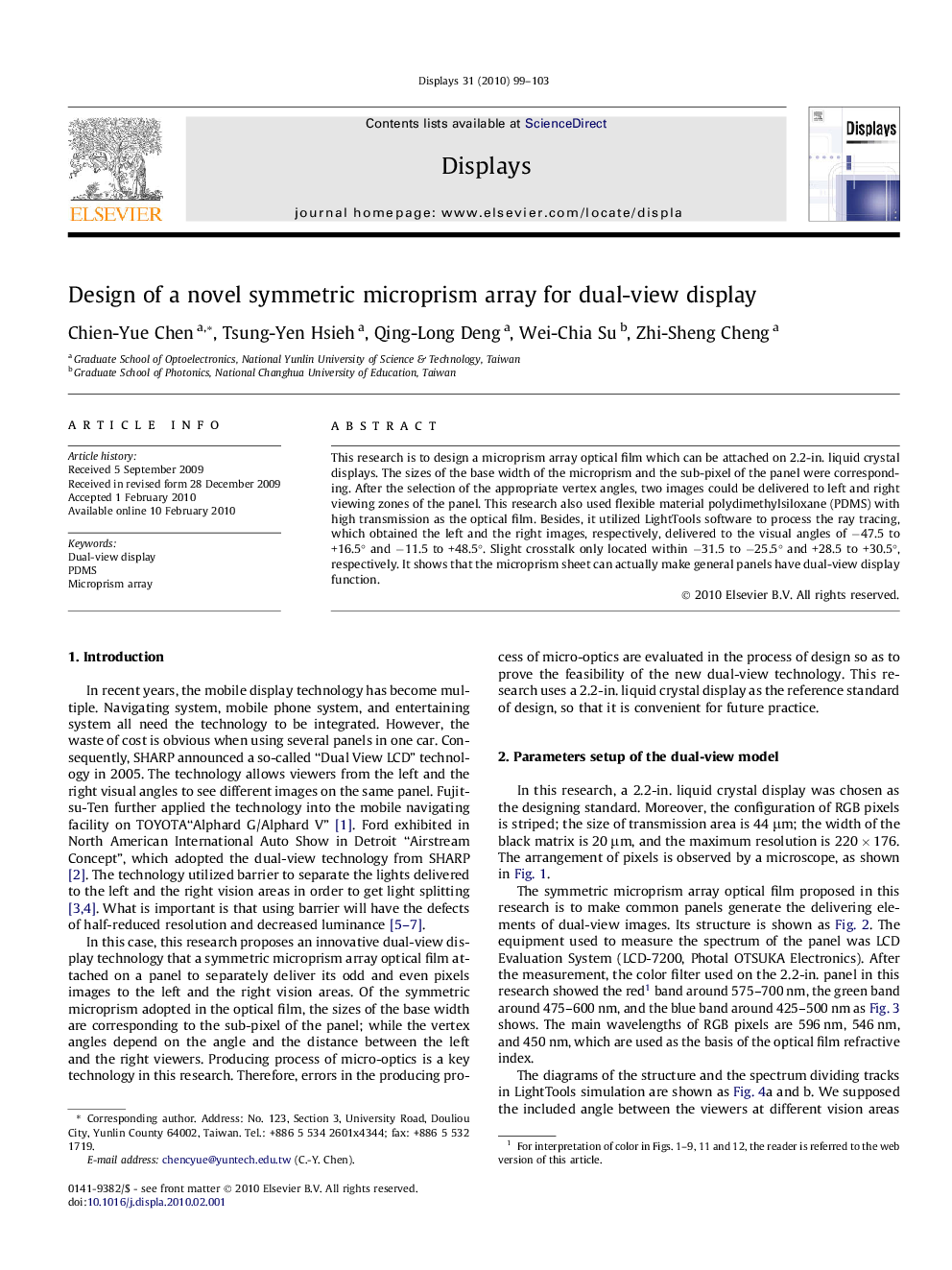 Design of a novel symmetric microprism array for dual-view display