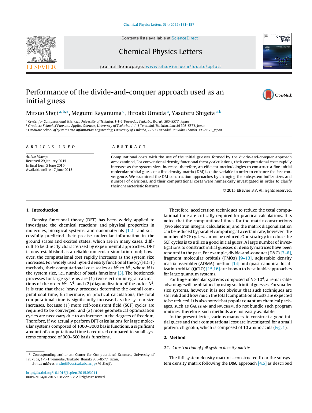 Performance of the divide-and-conquer approach used as an initial guess