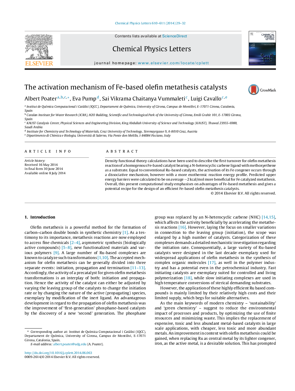The activation mechanism of Fe-based olefin metathesis catalysts