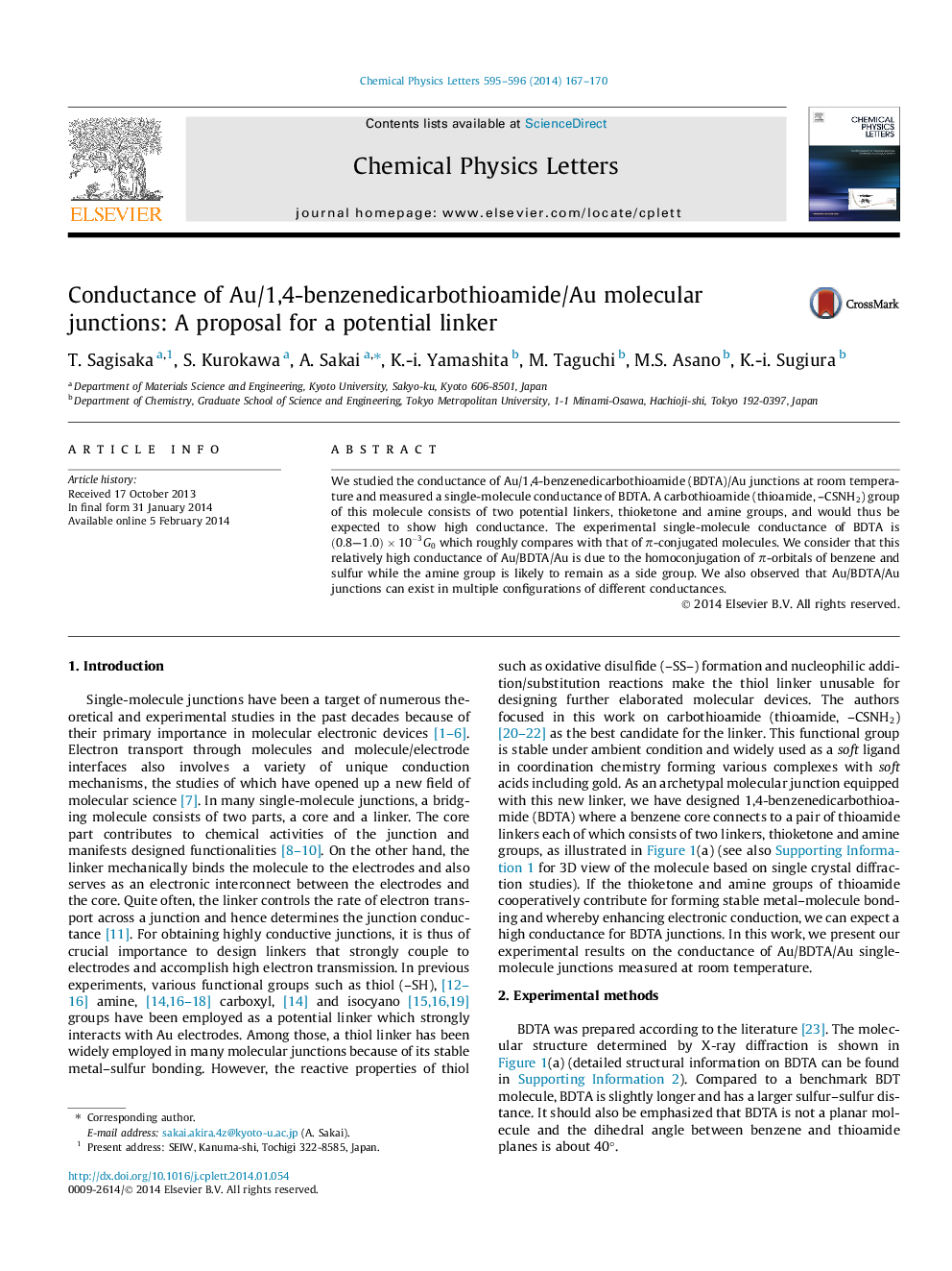 Conductance of Au/1,4-benzenedicarbothioamide/Au molecular junctions: A proposal for a potential linker