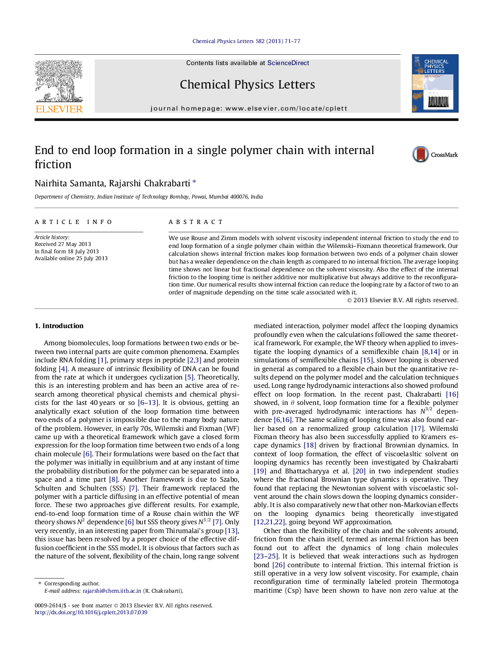 End to end loop formation in a single polymer chain with internal friction