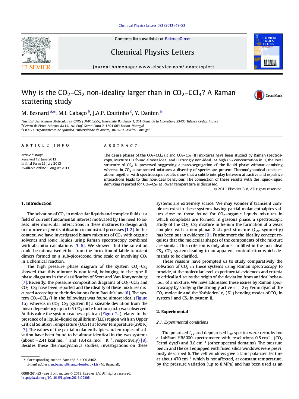 Why is the CO2-CS2 non-ideality larger than in CO2-CCl4? A Raman scattering study